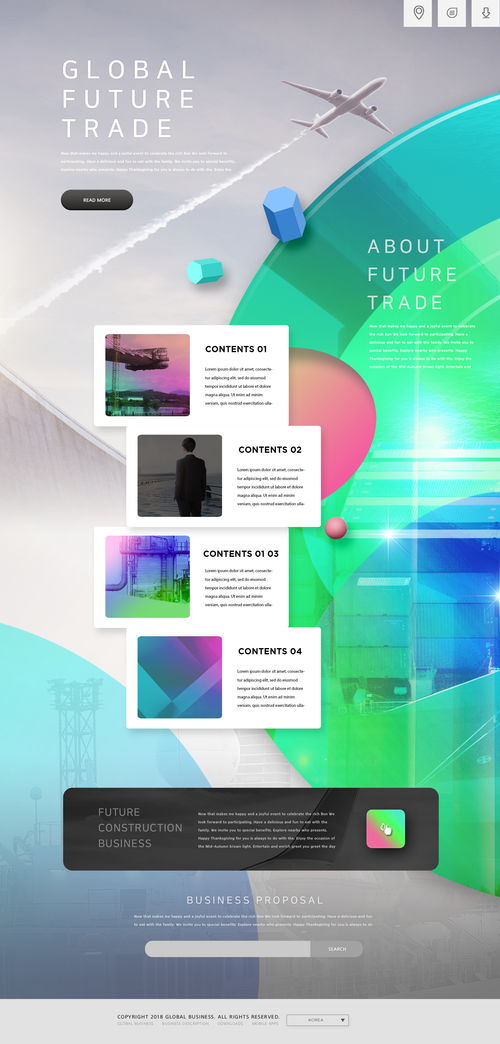 渐变色彩引领沟通合作 Web科技助力企业商务发展与网页设计